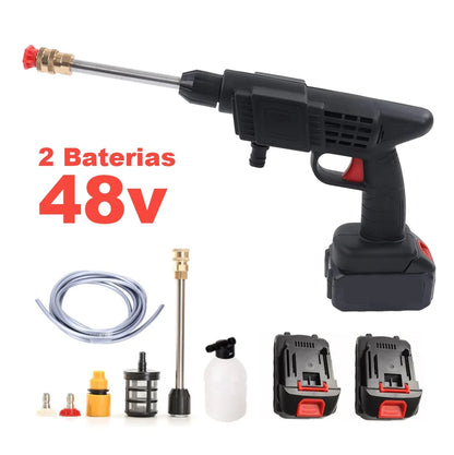 Pistola hidrolavadora con  2 batería de 48V.