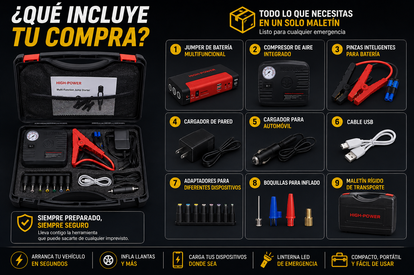 Jumper de Baterias + Compresor