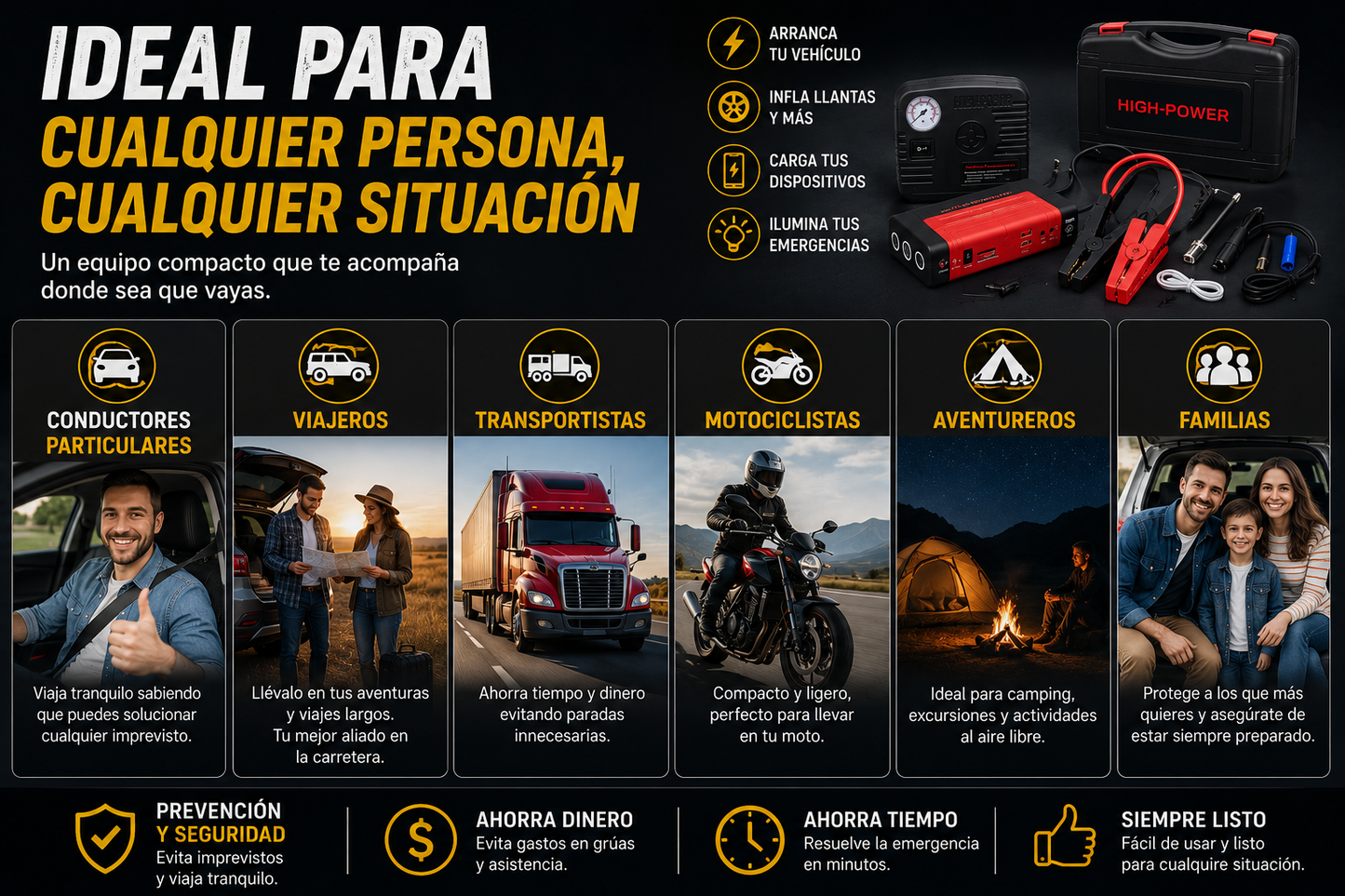 Jumper de Baterias + Compresor